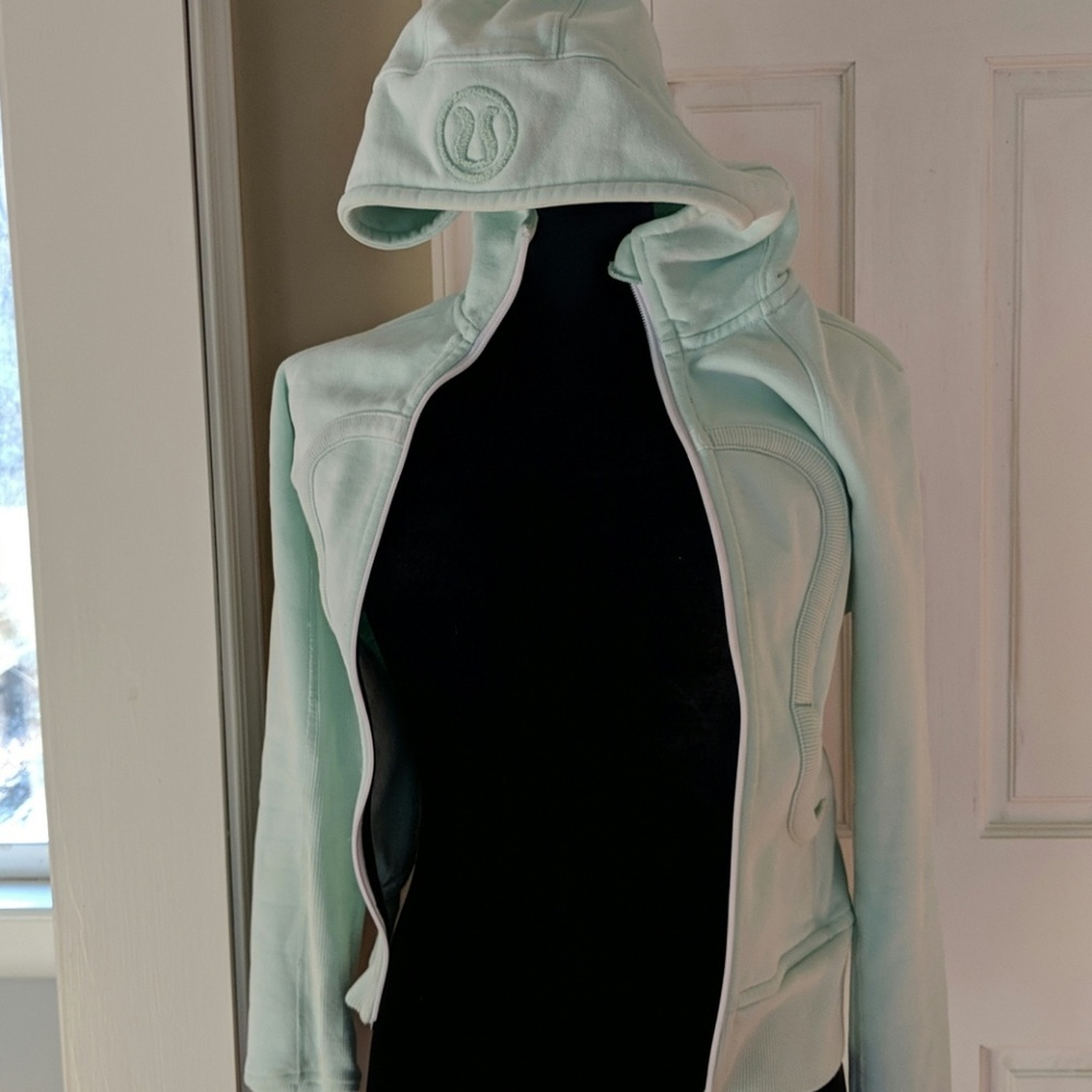 Zipped up hooded sweatshirt